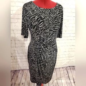 (16) Connected Apparel Animal Print Fitted Dress ❤ Gathered Waist Detail